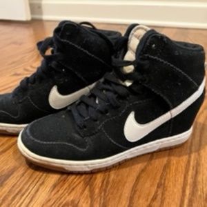 Nike black and white wedge high top sneaker